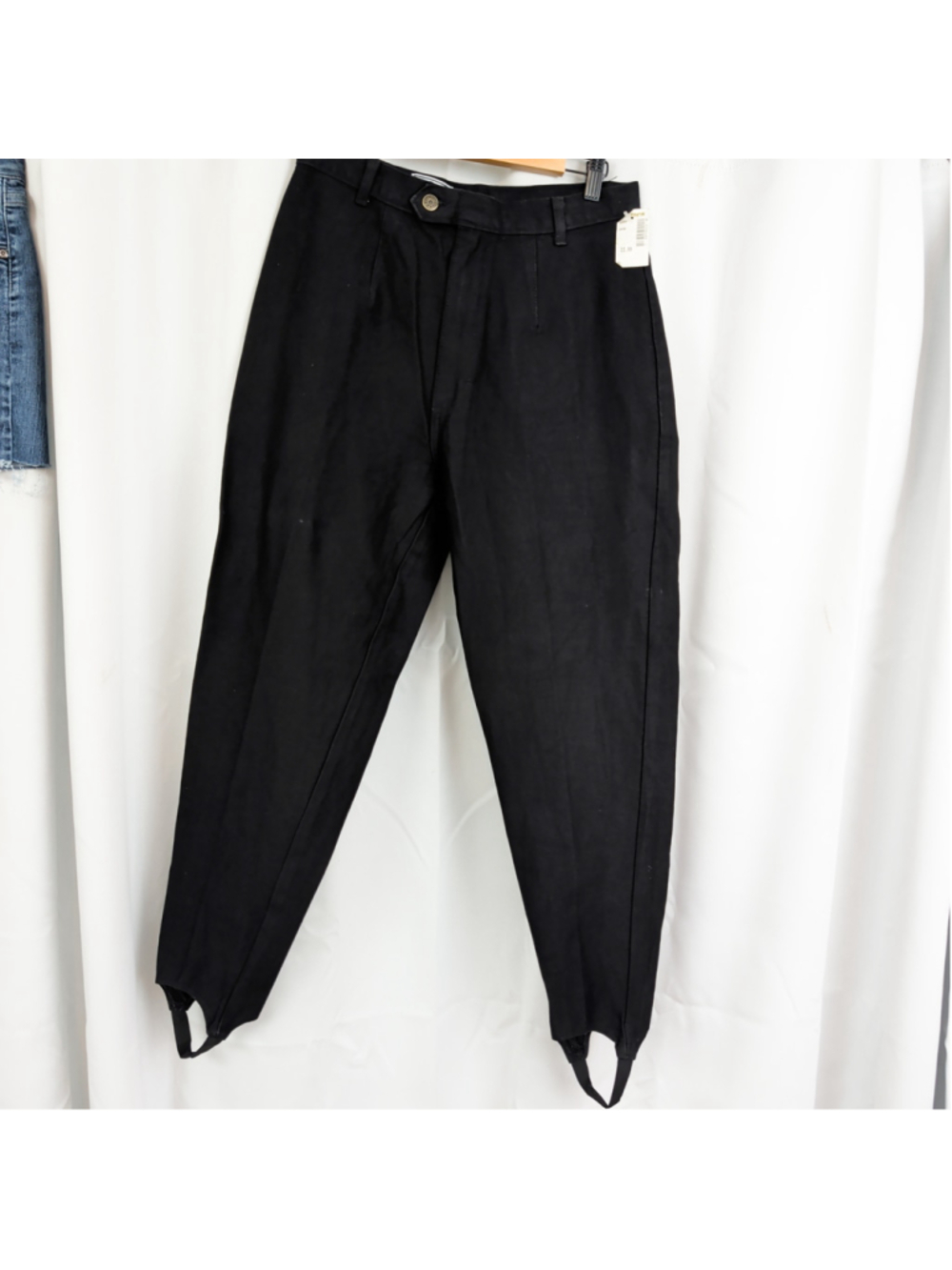 Deadstock Tapered Footstrap Black Stretch Jeans